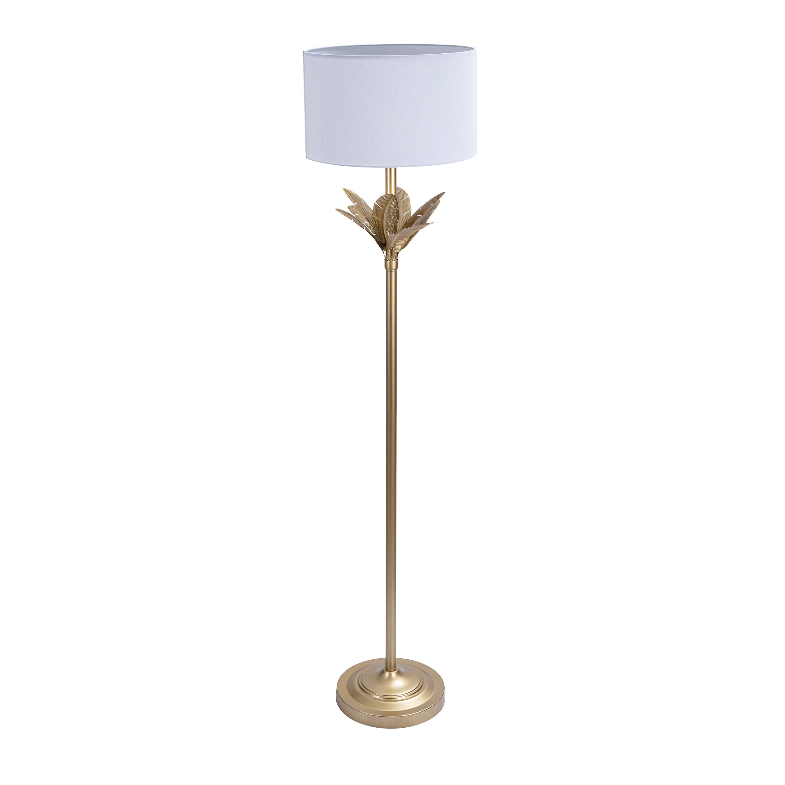 Lampadaire sur pied, socle feuille de palmier, abatjour tissu, douille — free download