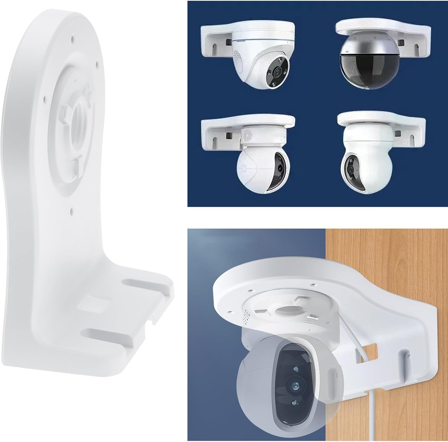 Set 4 Telecamere Finta Di Sorveglianza Con LED Rossi, Per Interni/Esterni, Bianco, Diametro 9,5 Cm - 5