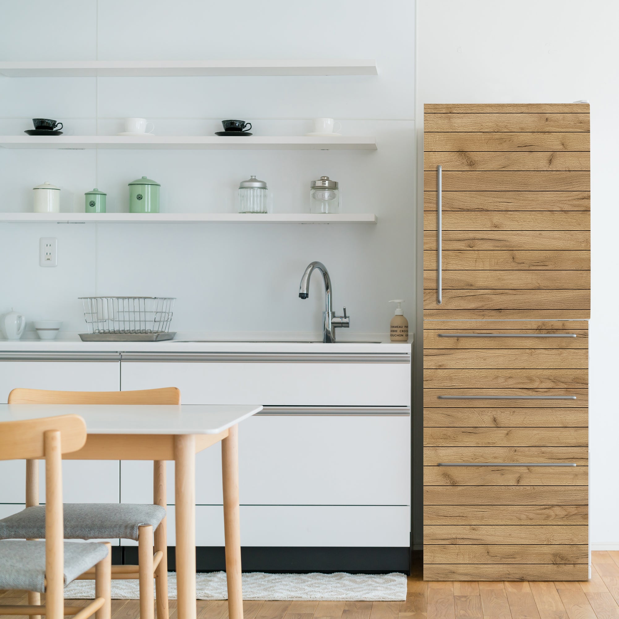 Adhésif décoratif pour meubles, armoires, murs, cuisine, salles de bain - imitation bois - Tables en bois brun 100x100 cm - 3