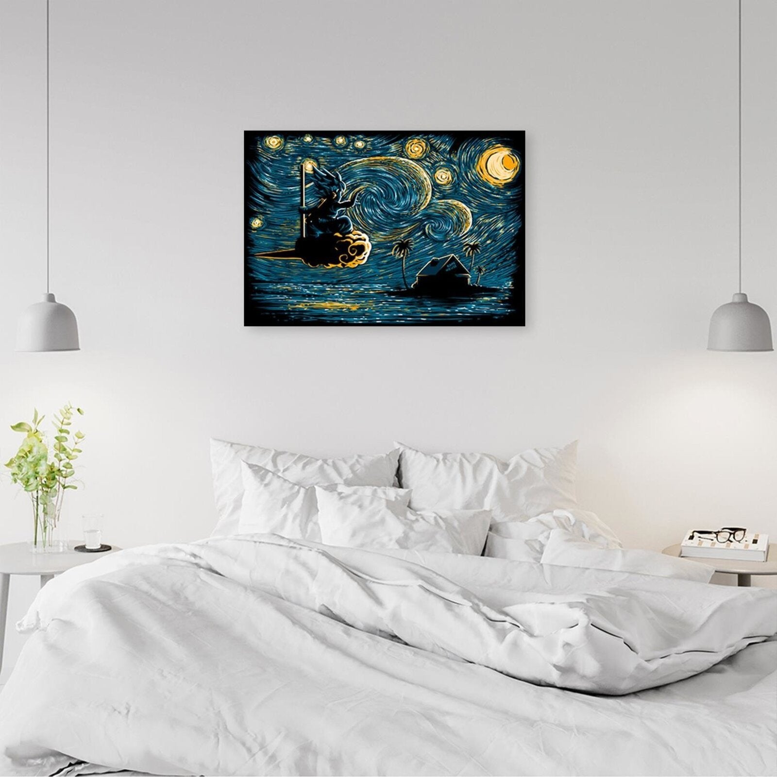 Tableau Dragon Ball Son Goku sur Kinto dans le style de Van Gogh - 90 x 60 cm - 4