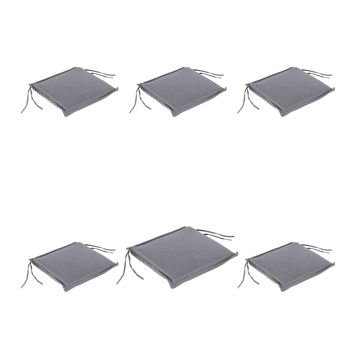 Pack de 6 cojines para sillas de jardín olefin gris 40x42x3 cm