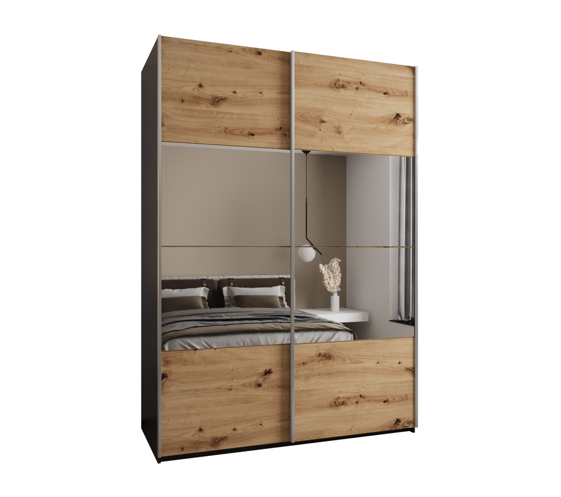 Szafa przesuwna wysoka Lux 4 170 x 64 x 245,5 cm czarny + artisan + u. srebrny - Abiks Meble