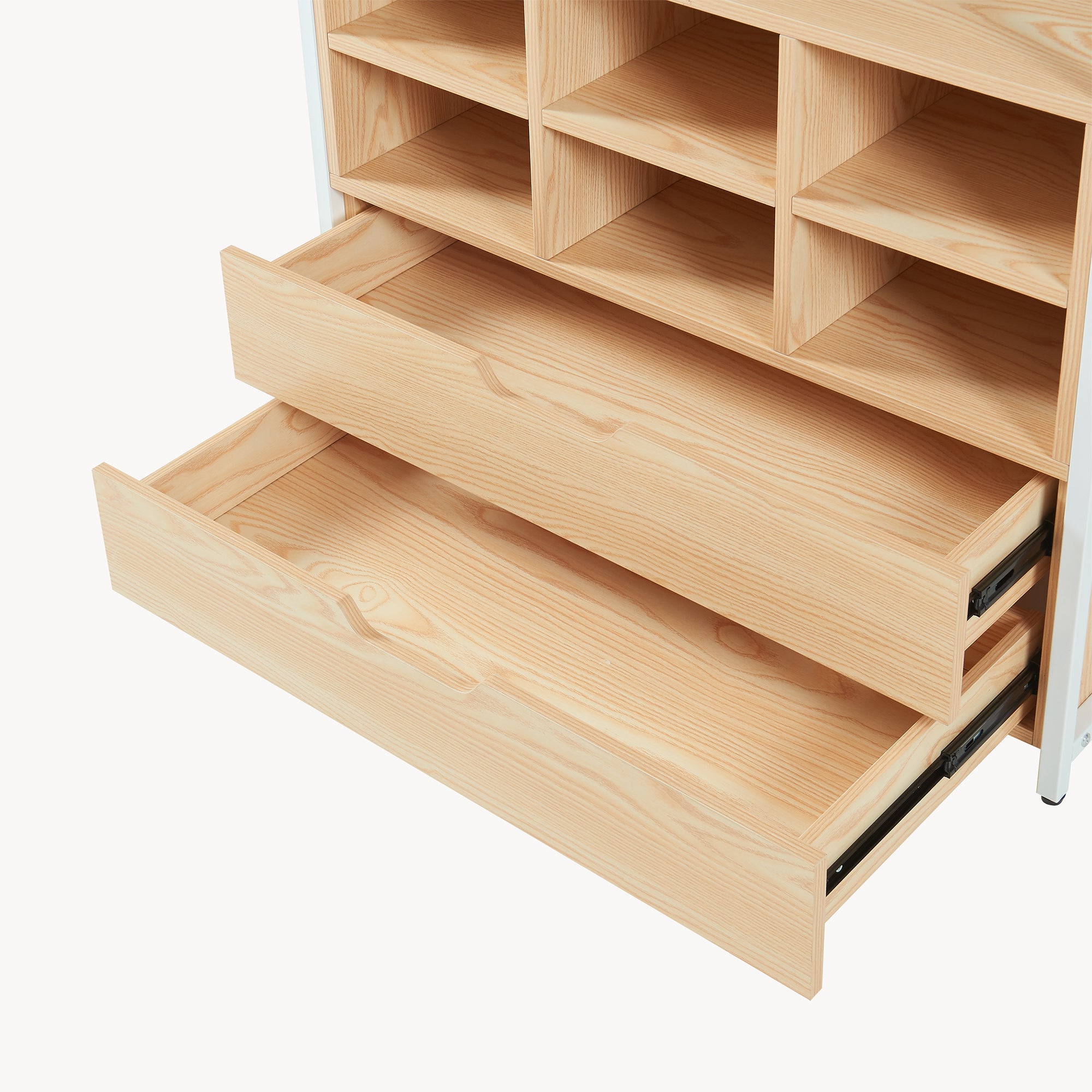 Organizzatore Guardaroba Larem Mobile Porta Abiti con Scomparti - Bianco / Effetto Rovere [en.casa] - 8