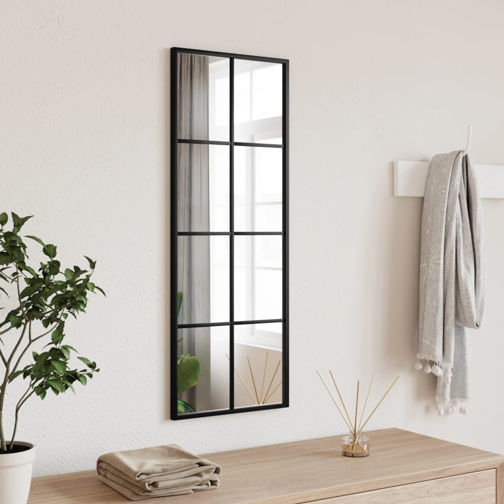 Espejo de pared，espejo de baño rectangular de hierro negro 30x80 cm cfw82959