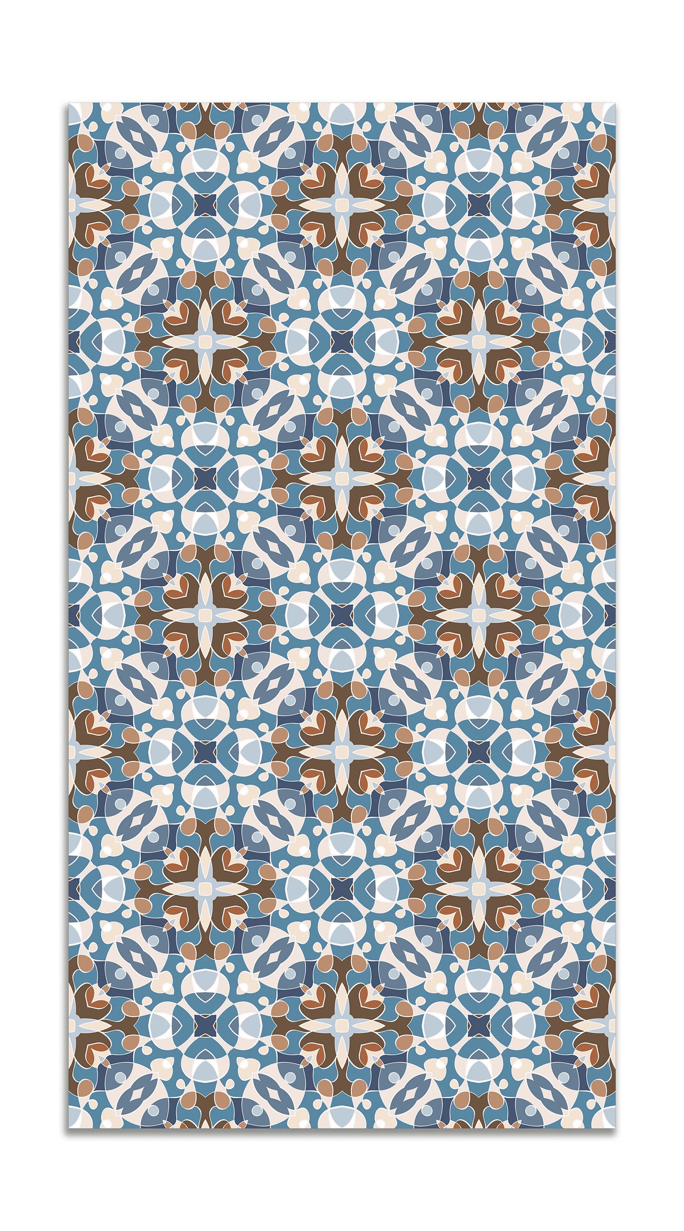 Panorama alfombra vinílica estilo hidráulico oriental azul 60x200 cm - alfombra cocina vinilo - alfombra salón antideslizante