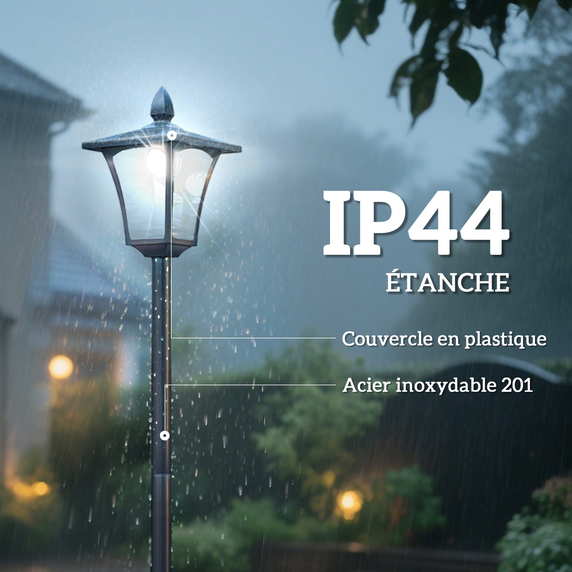Lampadaire extérieur solaire plastique noir OUTSUNNY - 7