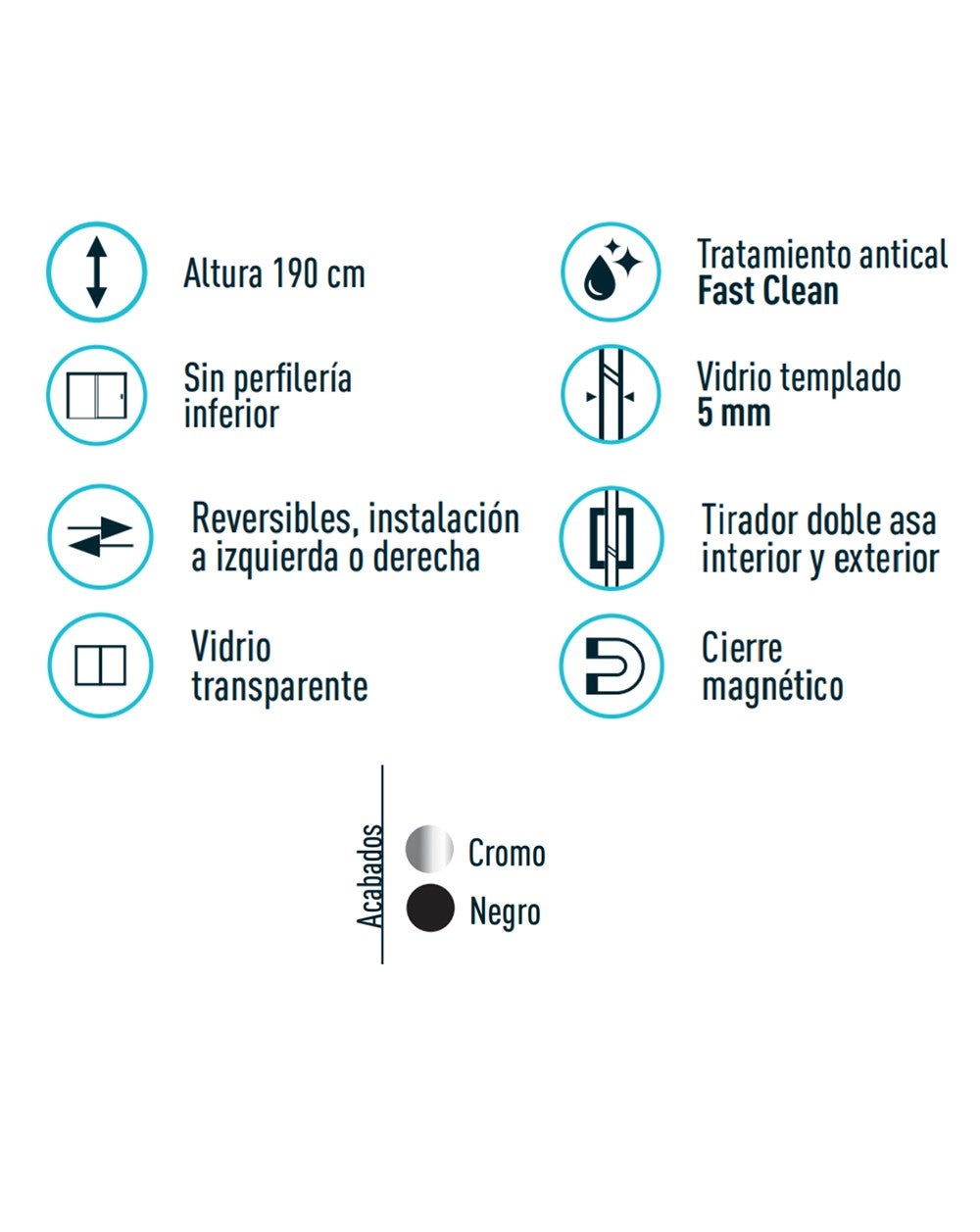 Mampara Ducha Rectangular Frontal Corredera 1 Puerta 1 Fijo | Cristal 5mm Antical Transparente | Perfil Negro 110cm (Adaptable 108,7-112,7cm) X 70cm - 5