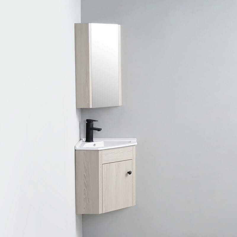 Meuble Miroir d'Angle de salle de bain Chêne Gris 31x31cm - Scandinave - 4