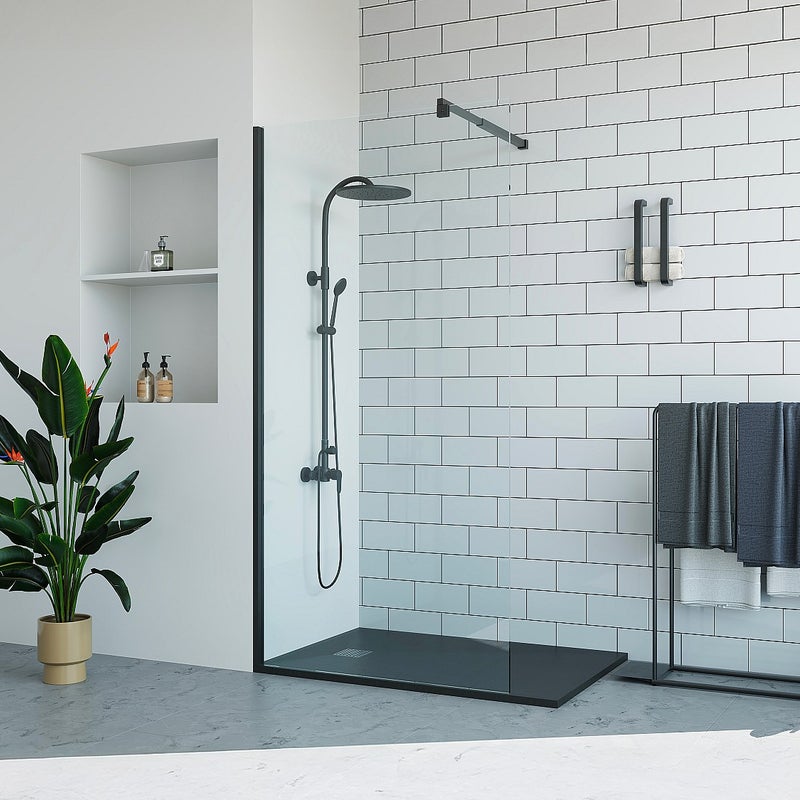 Ścianka prysznicowa do kabiny walk-in - Czarny mat - 100 x 200 cm - DAREN