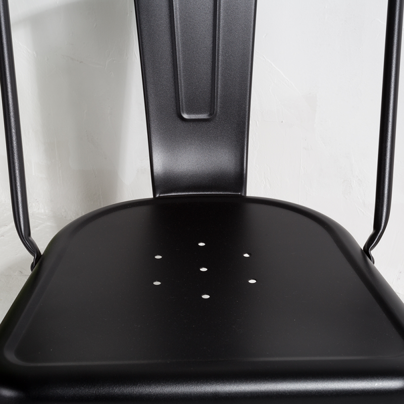 Lot de 4 chaises en métal noir mat - Style industriel - 7