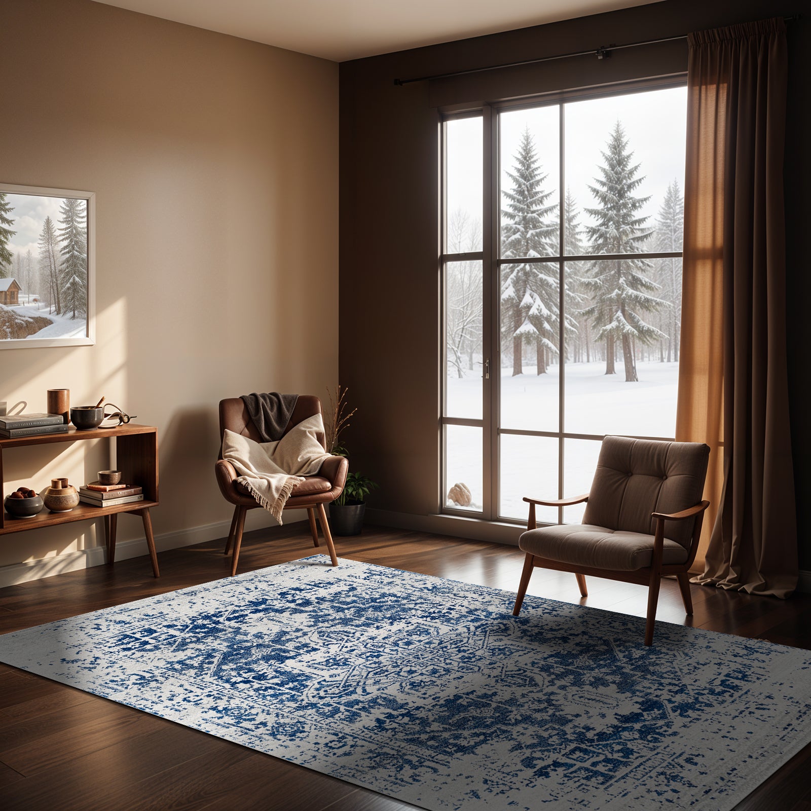 LIVABLISS Tappeto Vintage Orientale Blu/Bianco 140x200 - 8