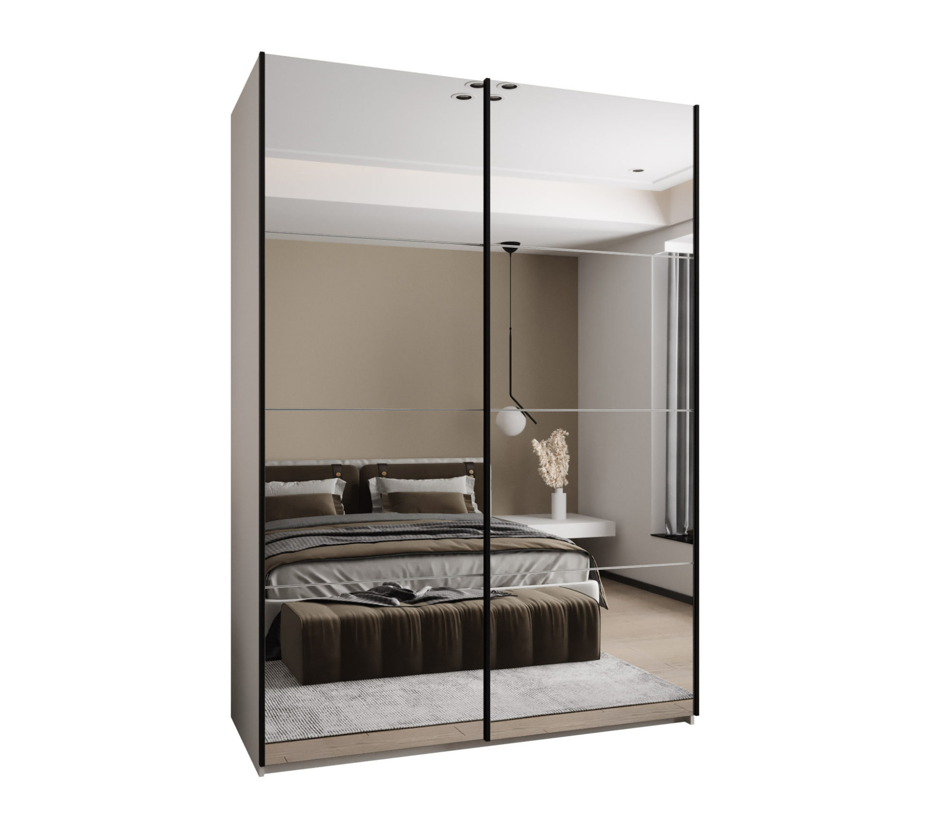 Szafa przesuwna wysoka Lux 2 170 x 64 x 245,5 cm biały + biały + u. czarny - Abiks Meble