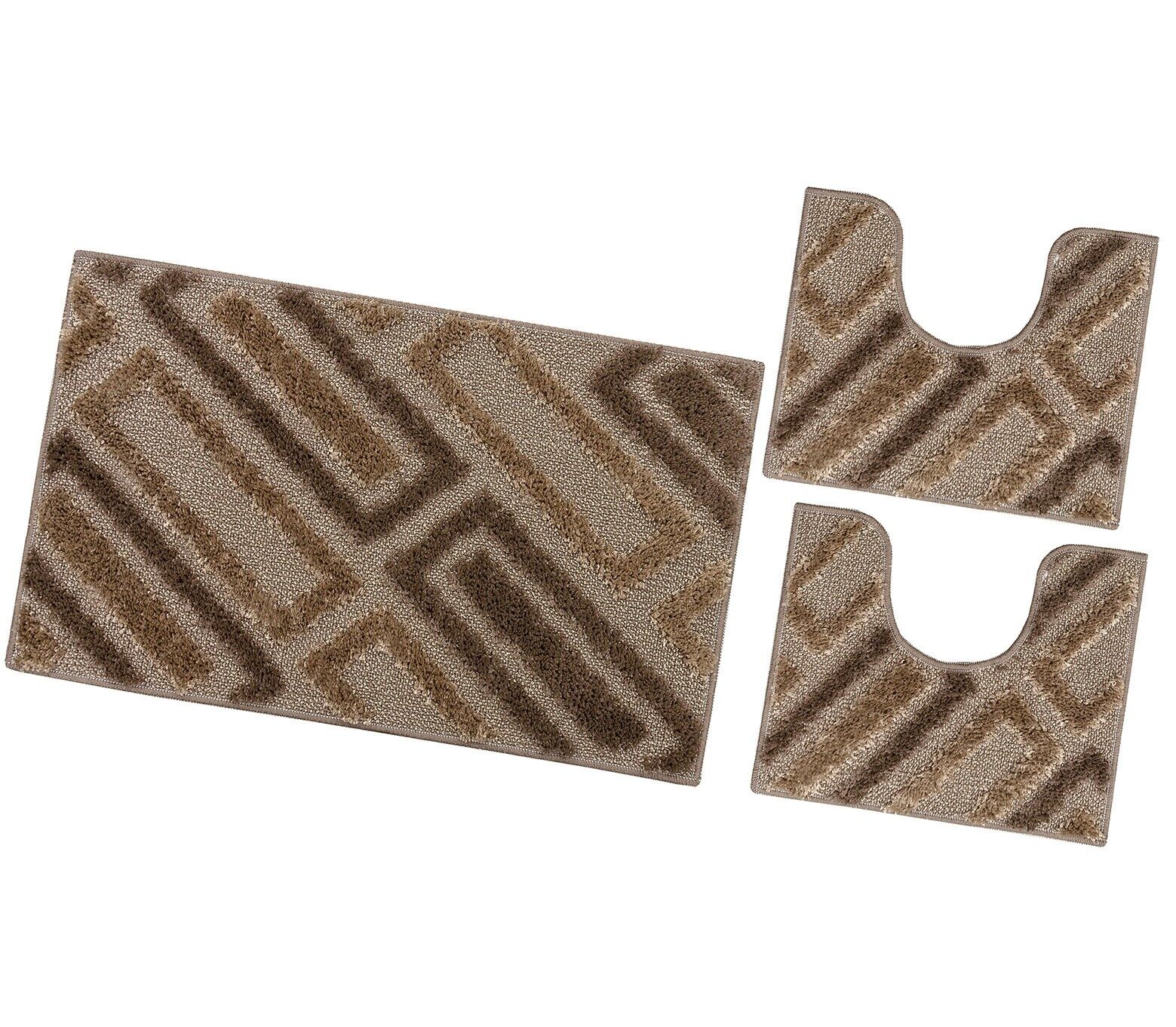 Zestaw 3 Dywaników Mata łazienkowa Nowoczesny Miękki Absorbent Antypoślizgowy Zmywalny Brązowy