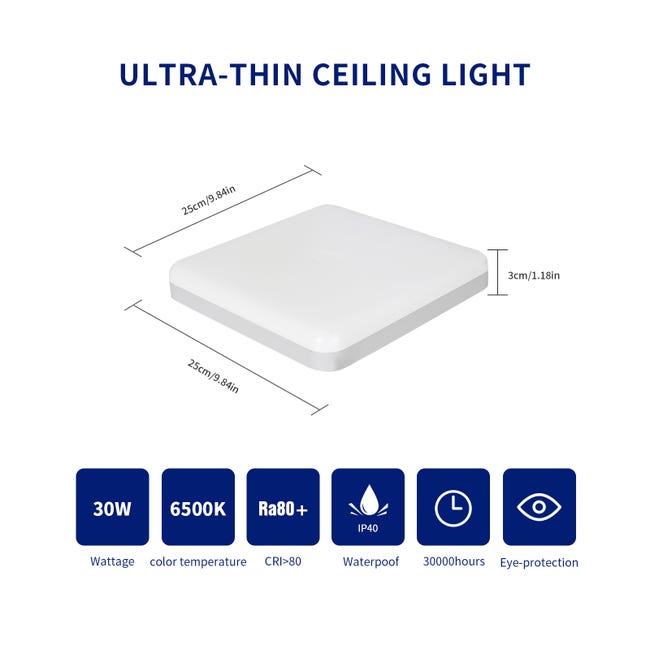 Foco De Techo LED Gleonlux IP44 – Luz Impermeable 3CCT (3000K/4000K/6500K), Ideal Para Baño, Cocina Y Dormitorios