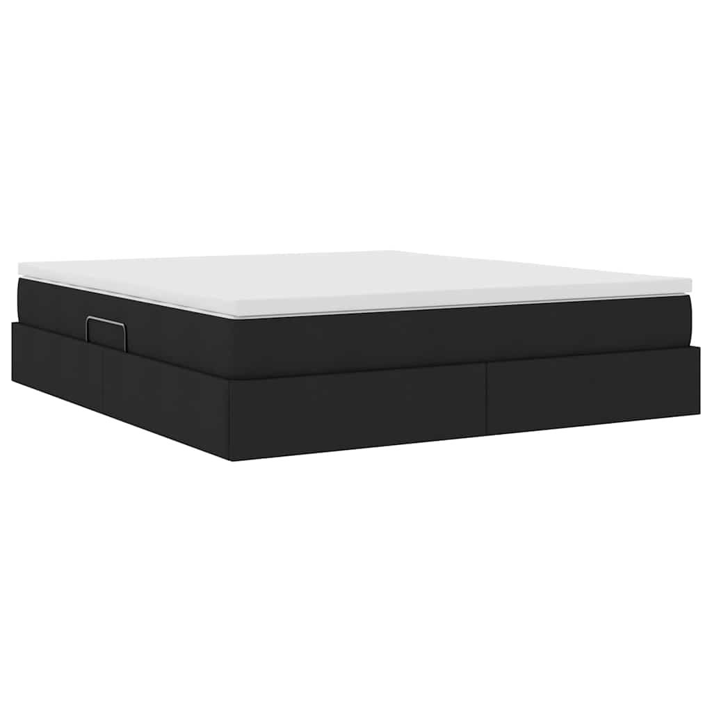 Lit avec rangement et matelas, en polyester noir, pour la chambre, 160 × 200 cm - 5
