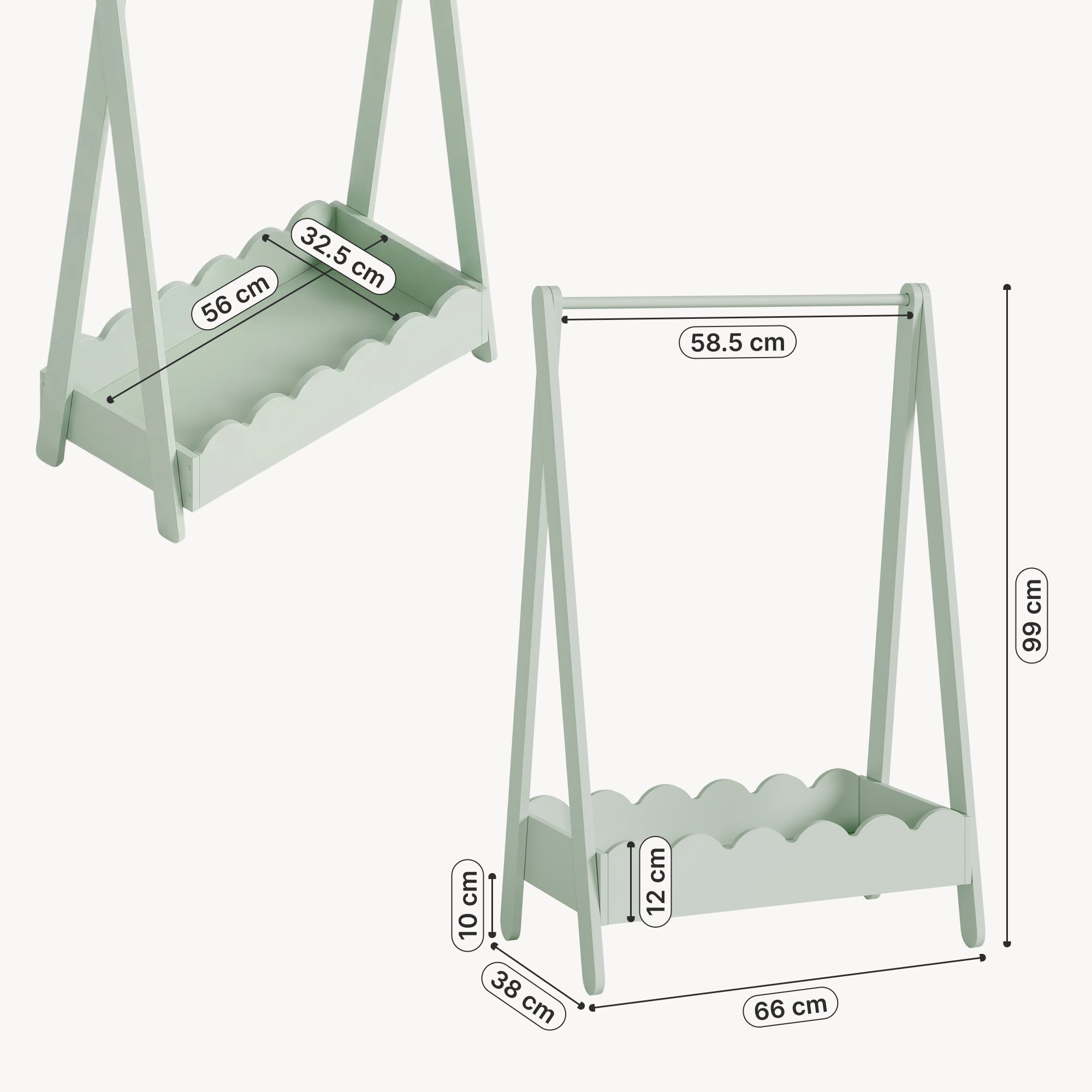 Portemanteau pour enfants Vestnes 99 x 66 x 38 cm vert menthe [en.casa] - 3