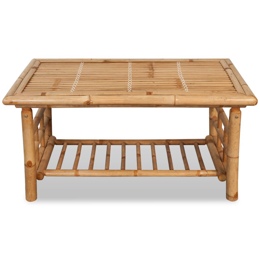 Bestmobilier - Kofu - Table Basse - Bambou - 2 Portes et 1 Niche - 120 cm, Bois/Noir