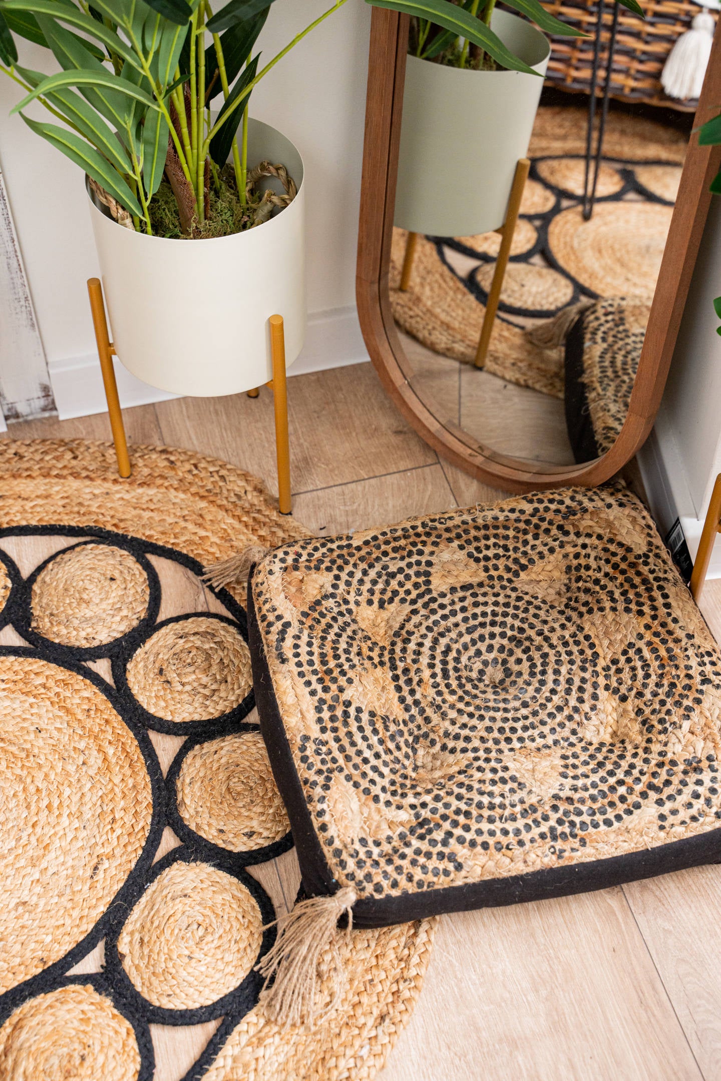 Cojín de suelo «Mandala» de yute 38 x 38 cm - Atmosphera créateur d'intérieur - 4