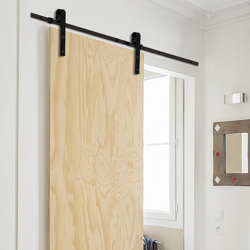 Sistema de puerta corredera Sistema de puerta corredera Polea Herrajes para puerta corredera Manija de puerta corredera—Rayas—244 cm - 5