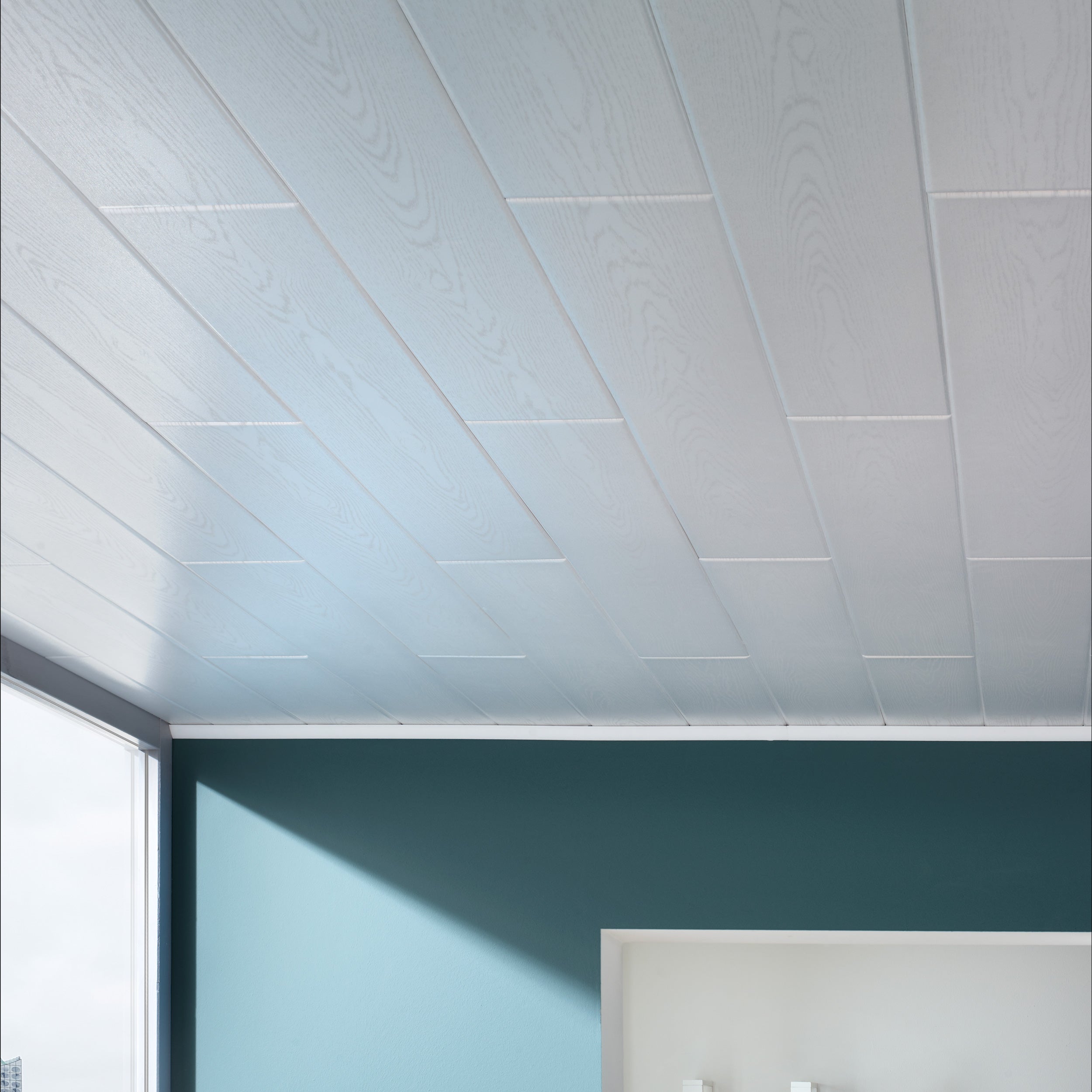 DECOSA Lambris AP305 - polystyrène - effet bois-blanc cérusé - 100 x 16,5 cm - 10 sachets (=20 m2) - 4