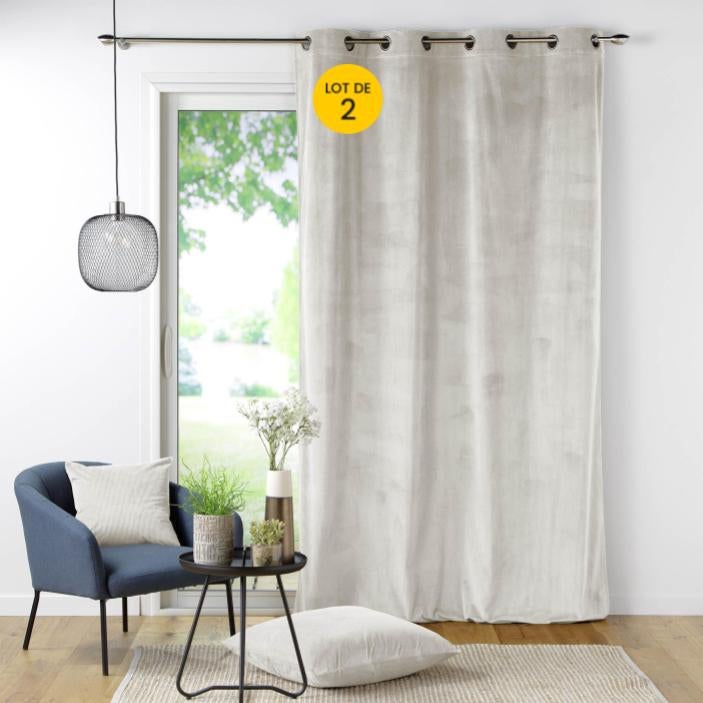 Douceur D'Intérieur Rideau à Œillets 140x260 Cm Absolu Naturel – Tissu Microfibre Uni Doux Et Occultant Léger, Prêt à Poser Pour Salon Ou Chambre