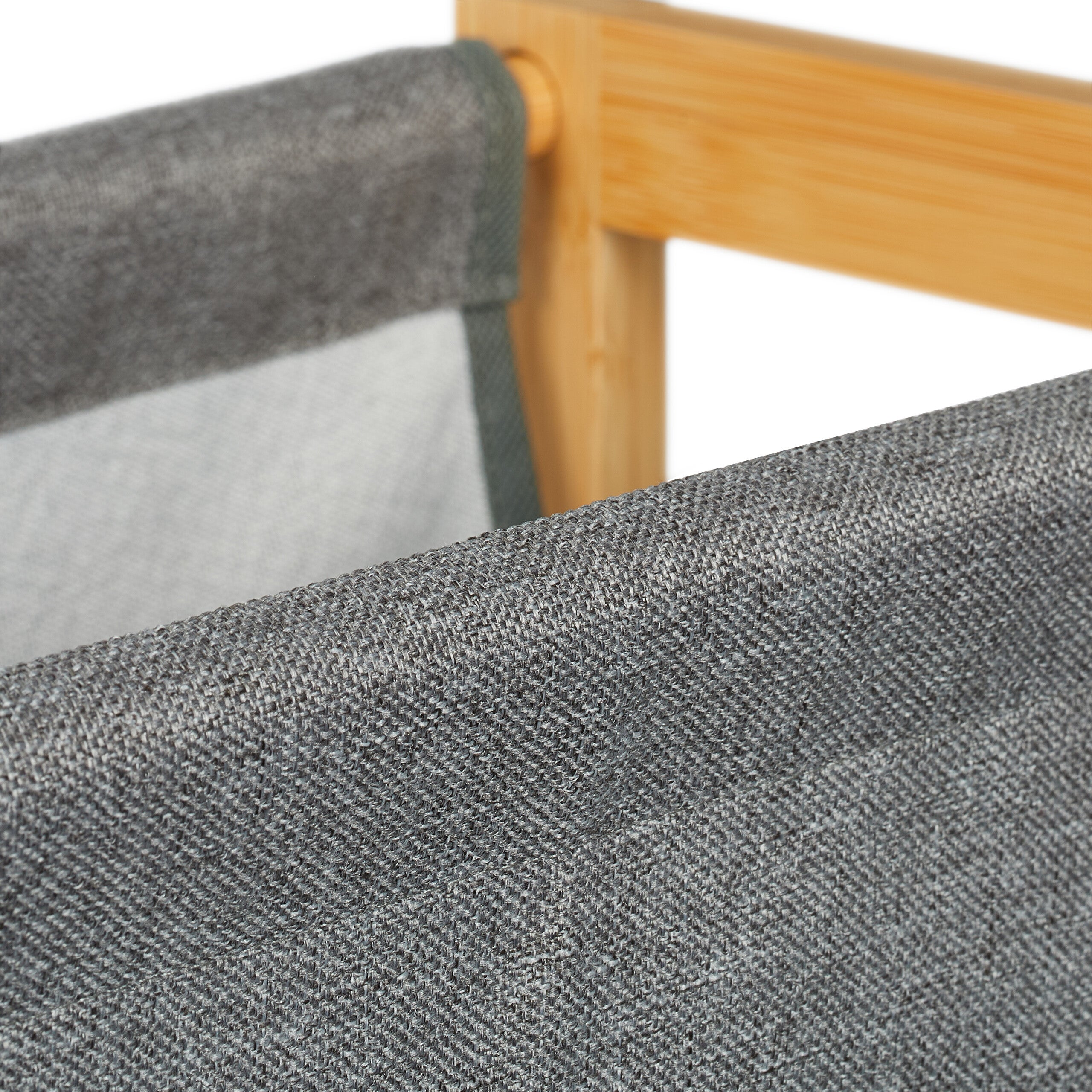 Porte-documents, pour journaux au format A4, en bambou et polyester, HLP : 37 x 39,5 x 21 cm, nature et gris, Relaxdays - 5
