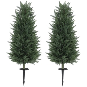 Albero A Sfera Artificiale In PE Di Cipresso 45 Cm Con Picchetto: Finto Bosso Topiario Resistente Ai Raggi UV Per Esterni, Giardino E Portico