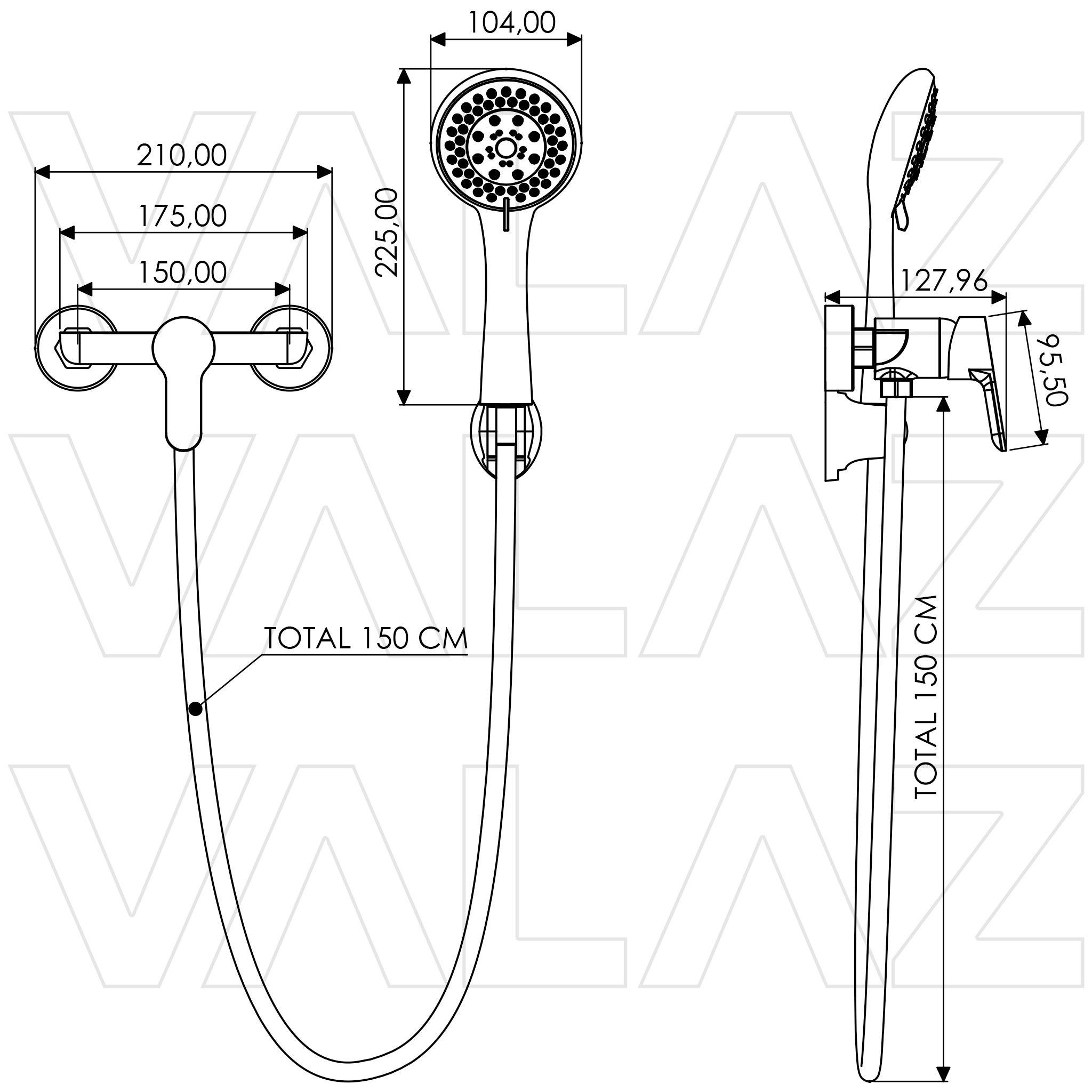 Valaz Grifo de bañera monomando cromado - Serie Tera - 2