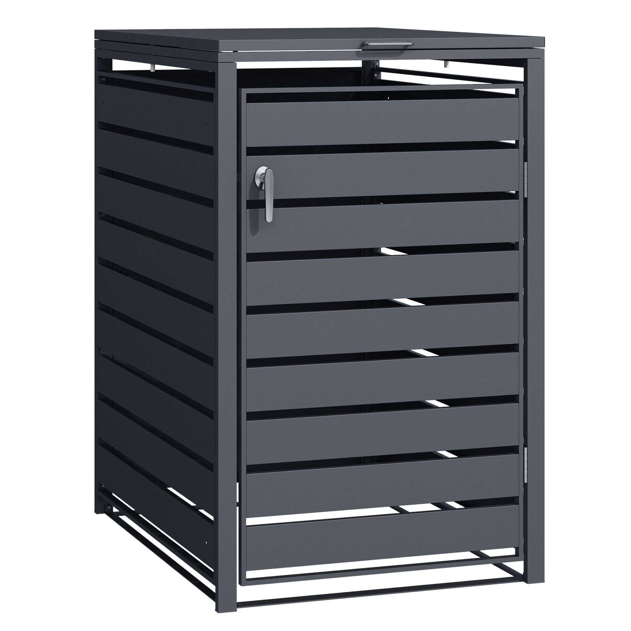 Copri Bidoni Della Spazzatura Wiltec - In Acciaio Antracite, Per 2 Contenitori 60-240L, Con Coperchio - Foto 4