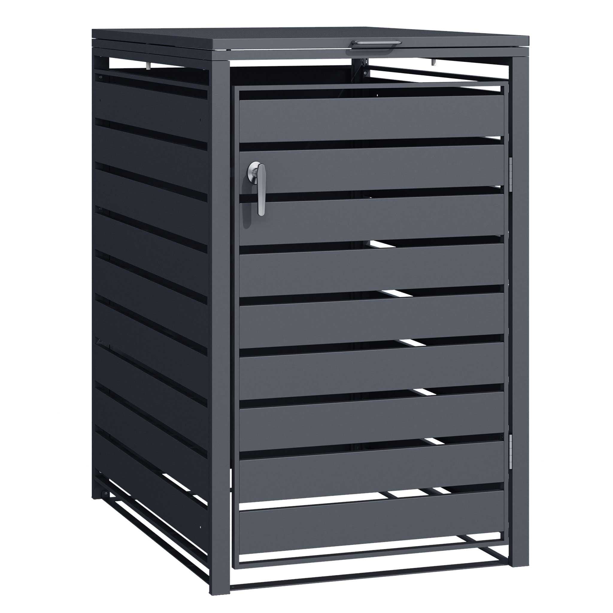 Copri Bidoni Della Spazzatura Wiltec - In Acciaio Antracite, Per 2 Contenitori 60-240L, Con Coperchio - Foto 4