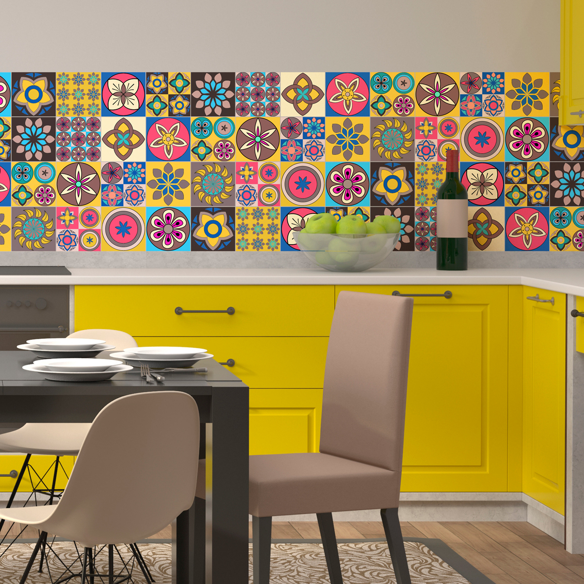 16 vinilo baldosas azulejos adornos contemporáneos - adhesivo pared - sticker revestimiento - 16stickers15x15cm