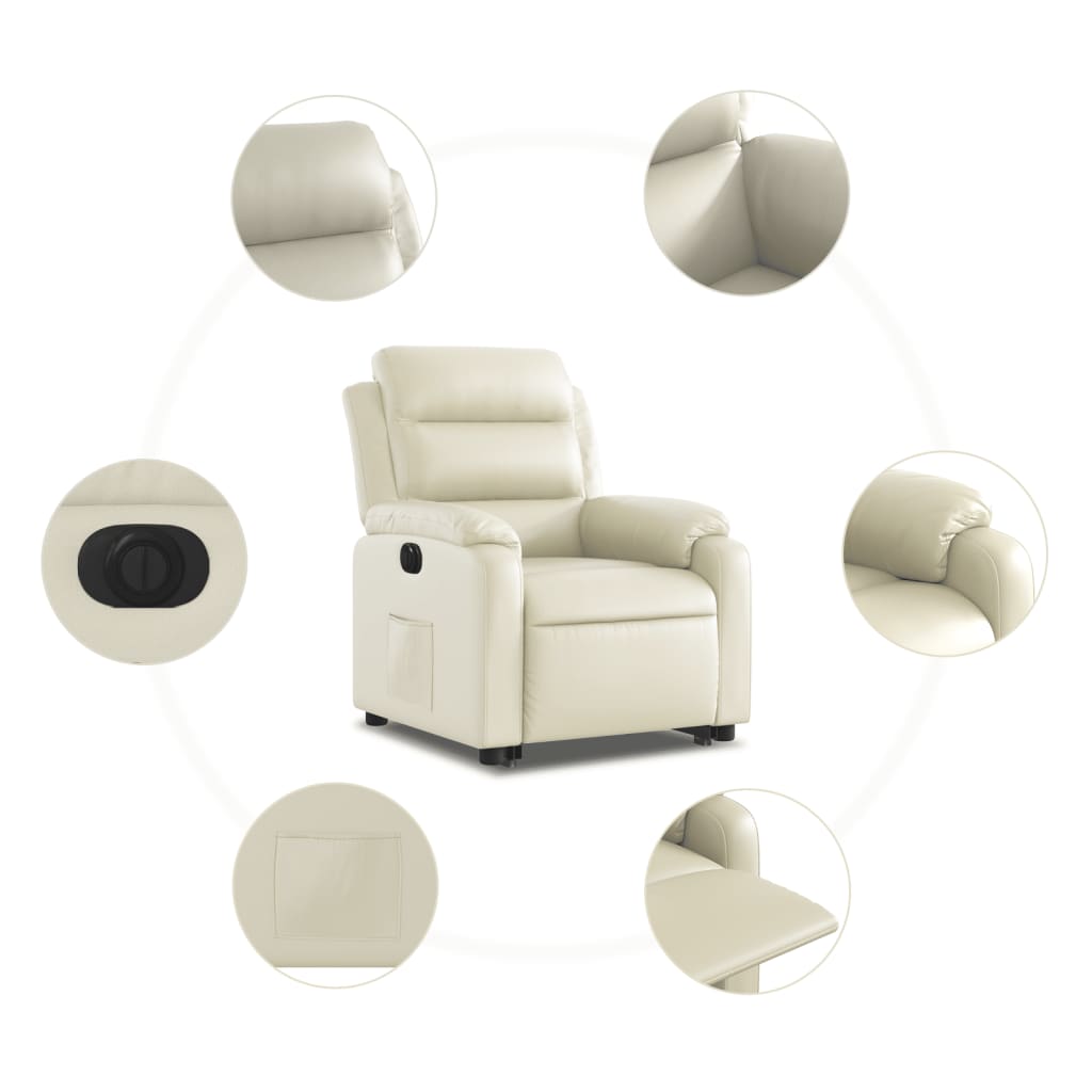 Fauteuil inclinable électrique crème similicuir - 8