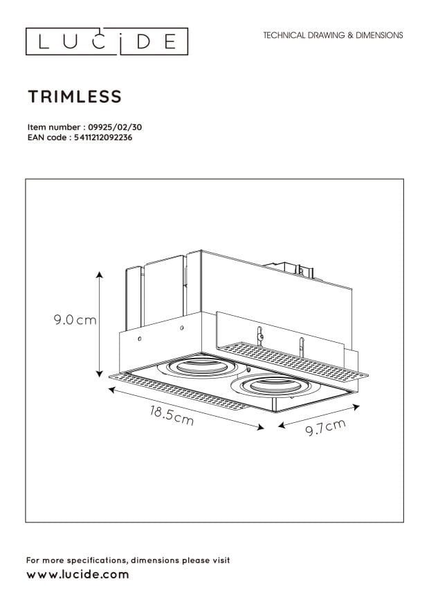 TRIMLESS-Spot encastrable 2 lumières L18.5cm - - 6