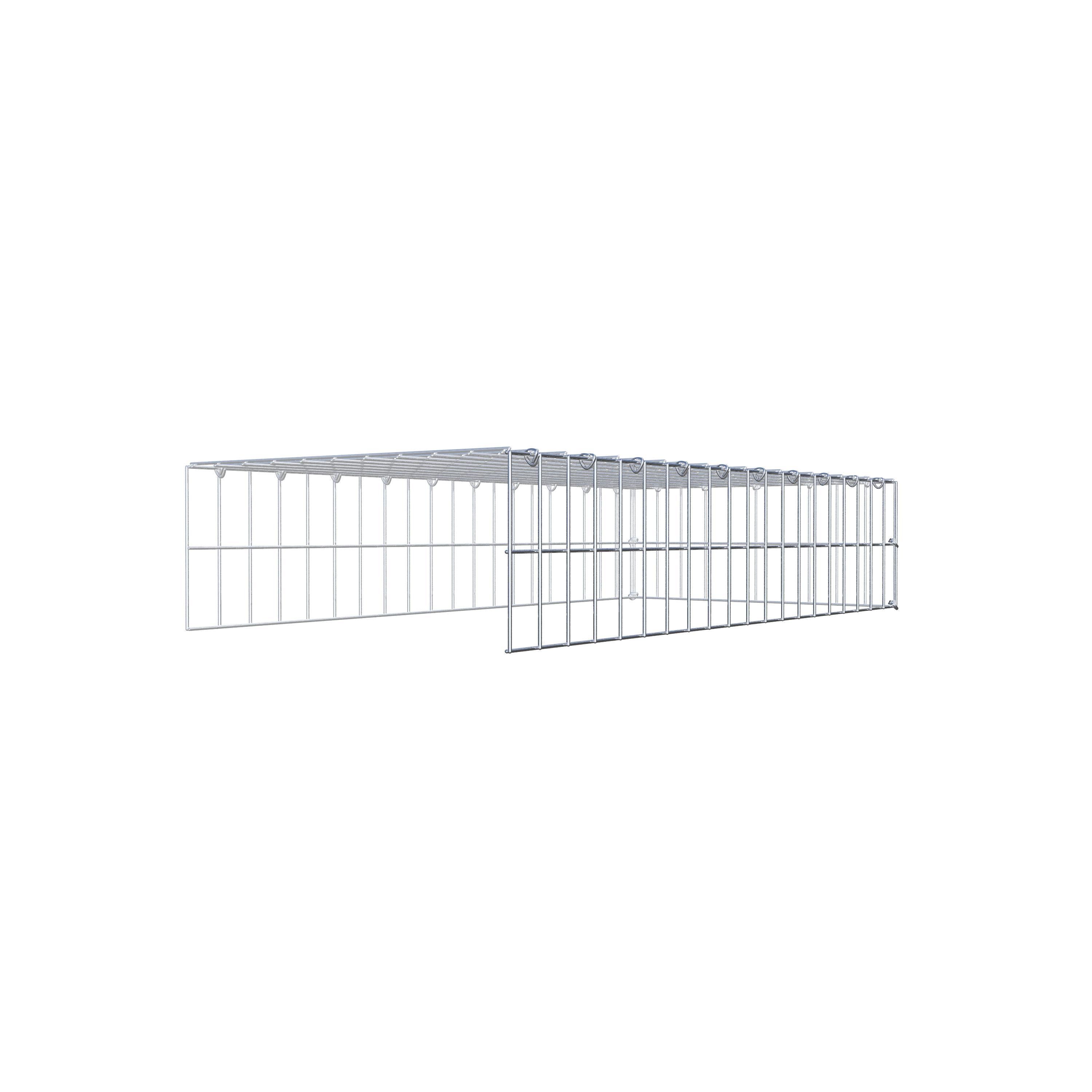Gavión para ampliar y apilar, 100x20x50cm (LxHxP), malla 5 x 10cm, sin rejilla frontal ni inferior - 6