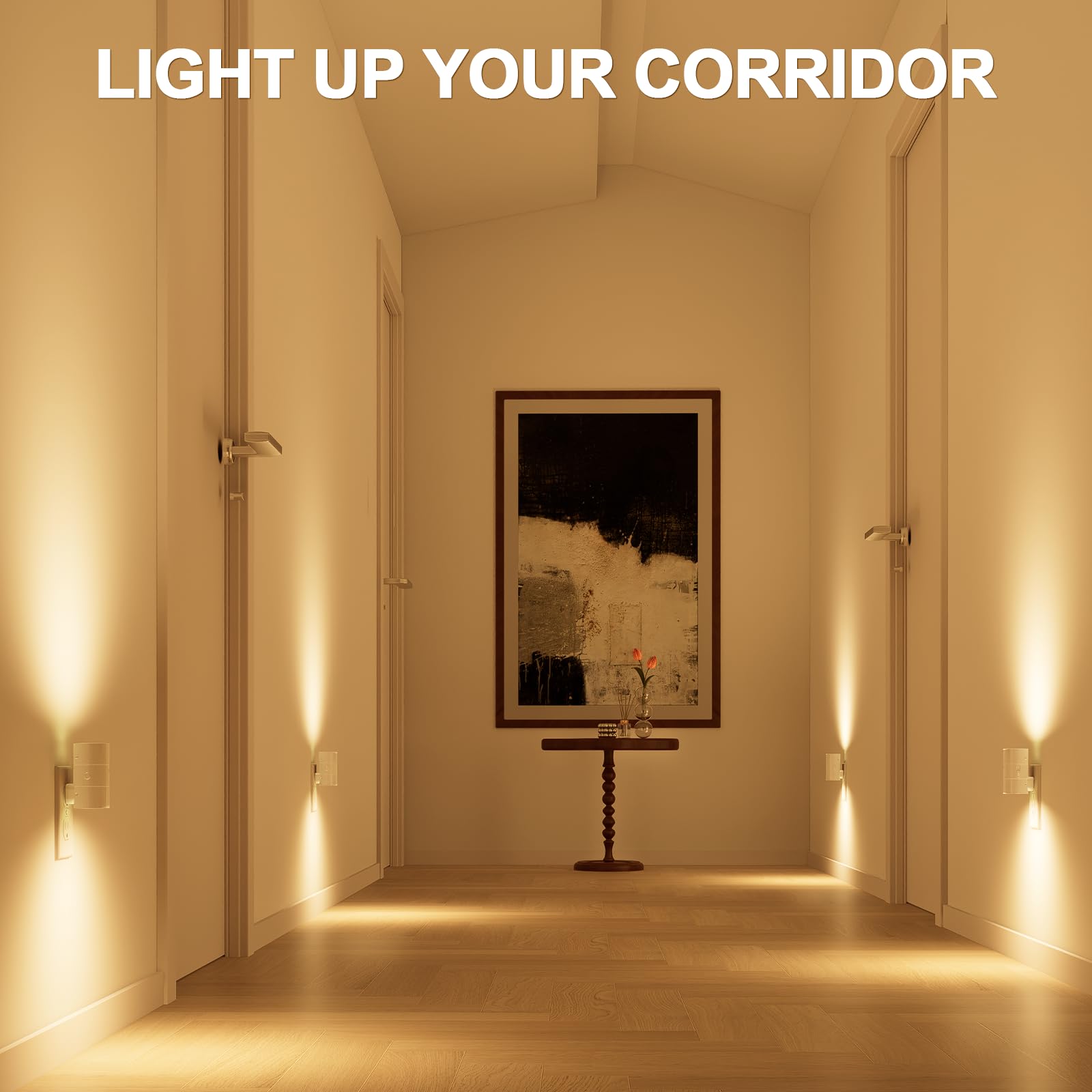 4 pezzi di luci notturne a spina bianco caldo, ultrasottili, sensore dal tramonto all'alba, applique dimmerabili, lampada da comodino - 5