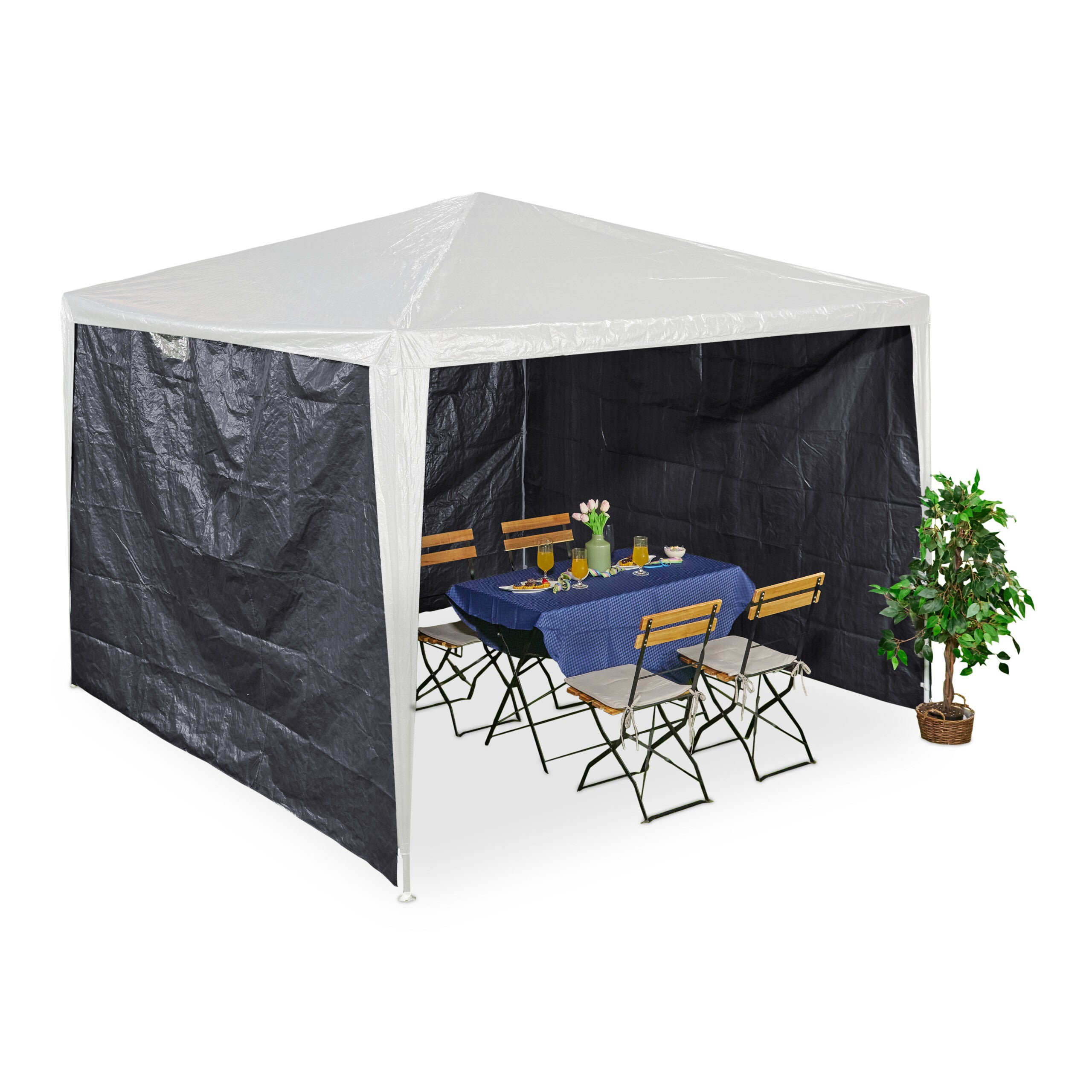 Relaxdays Lot De 3 Parois Latérales Pour Tonnelle 2x3m - Imperméables, Grises, Avec Fermetures Scratch
