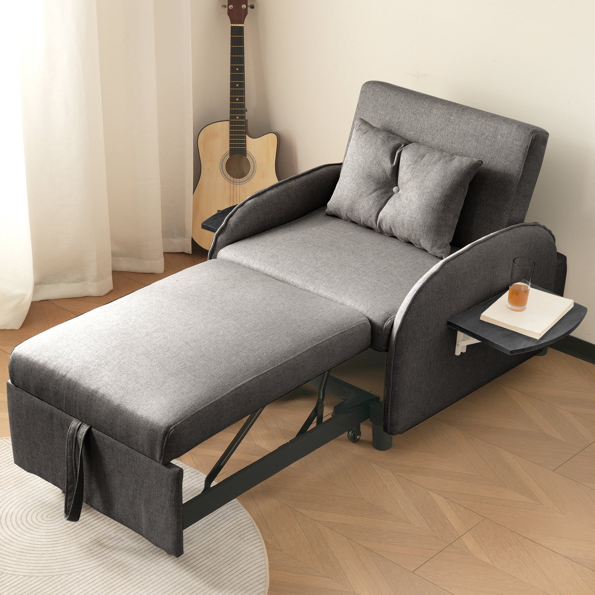Divano letto a 2 posti con braccioli, design moderno, 3 in 1, materasso