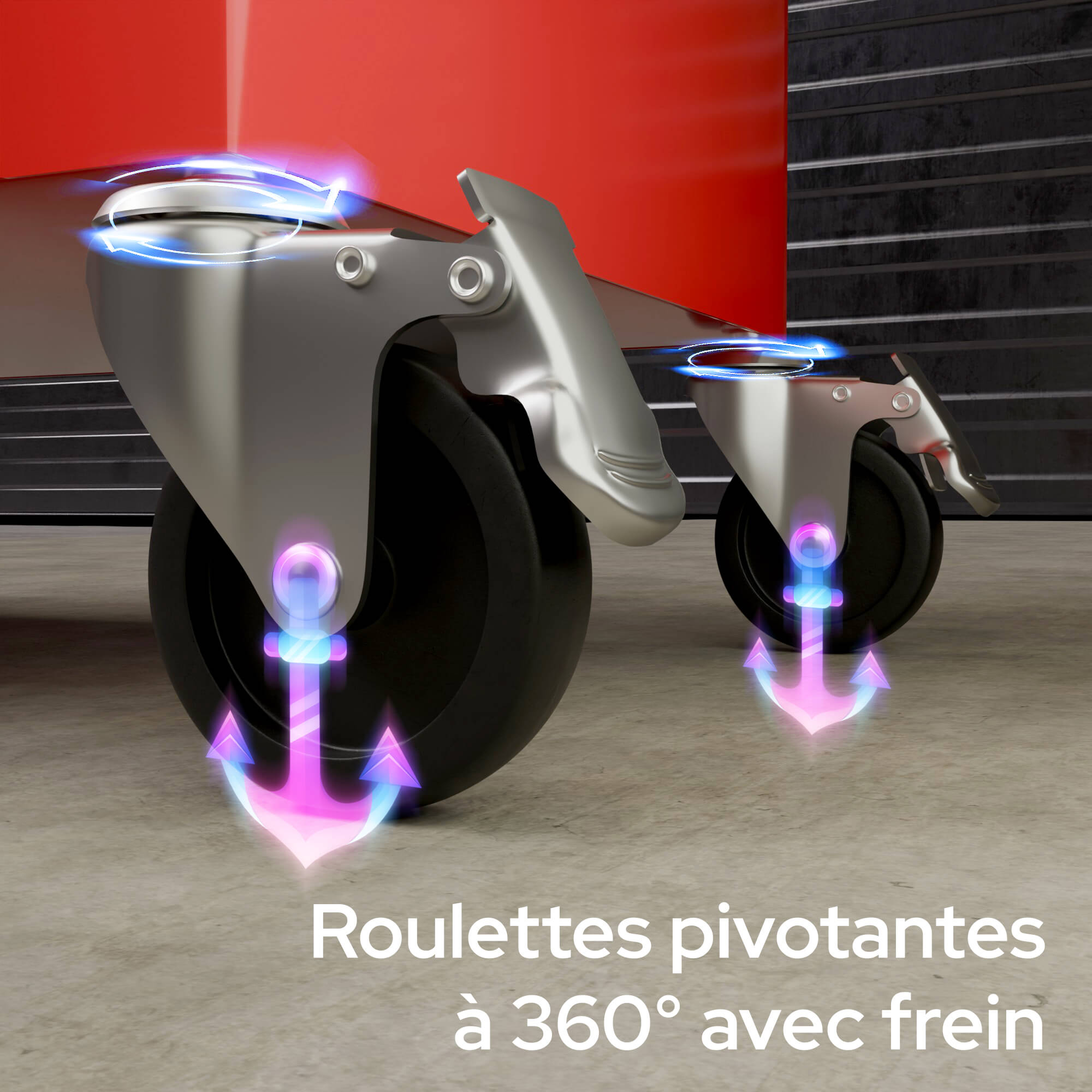 AREBOS Chariot d'Atelier Chariot à Outils 4 Tiroirs + Grand Compartiment 4 roulettes Construction Robuste Tapis antidérapants Rouge - 4