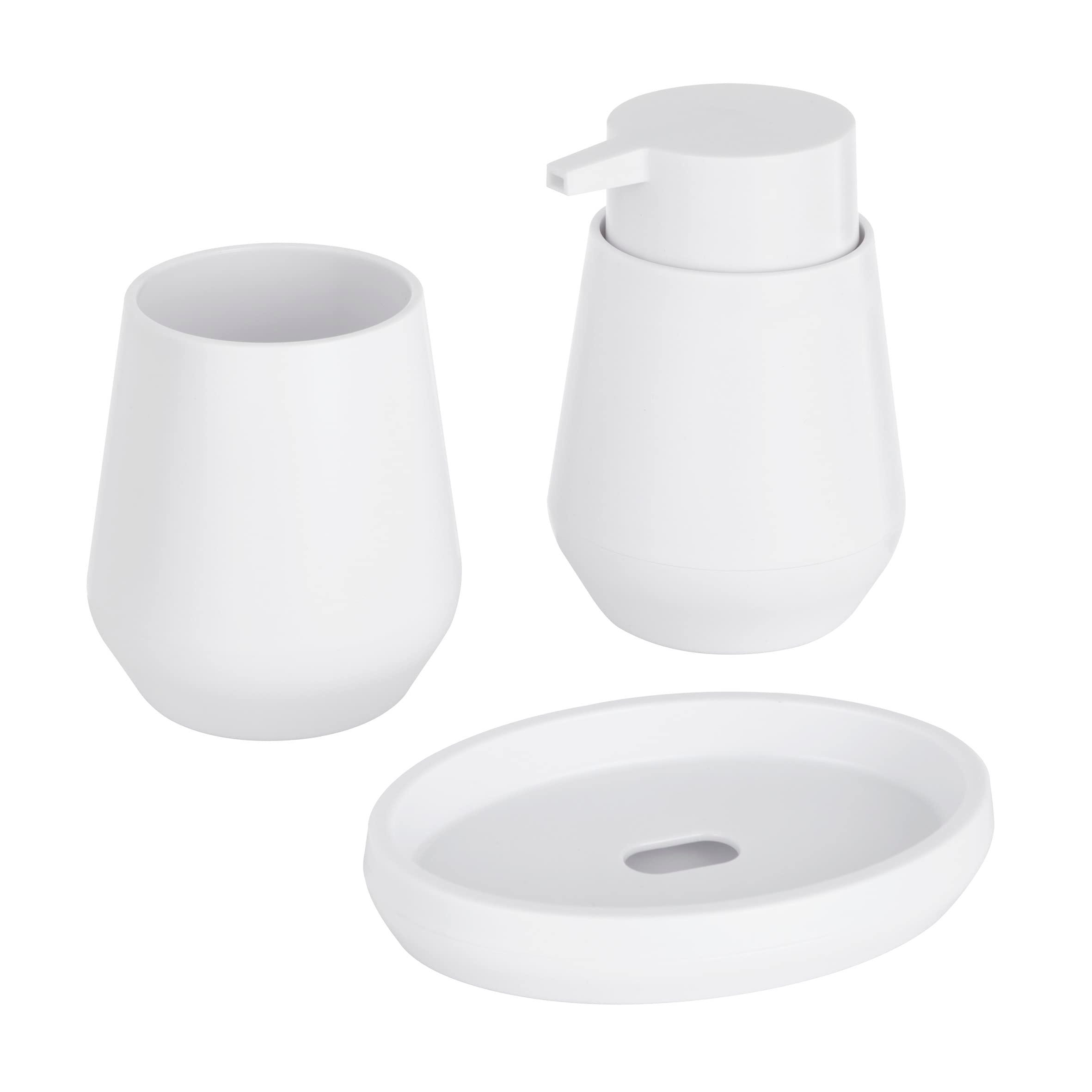 Set Bagno 3 Pezzi Baroni Home - Dispenser, Portasapone E Bicchiere In Plastica Resistente - Foto 9