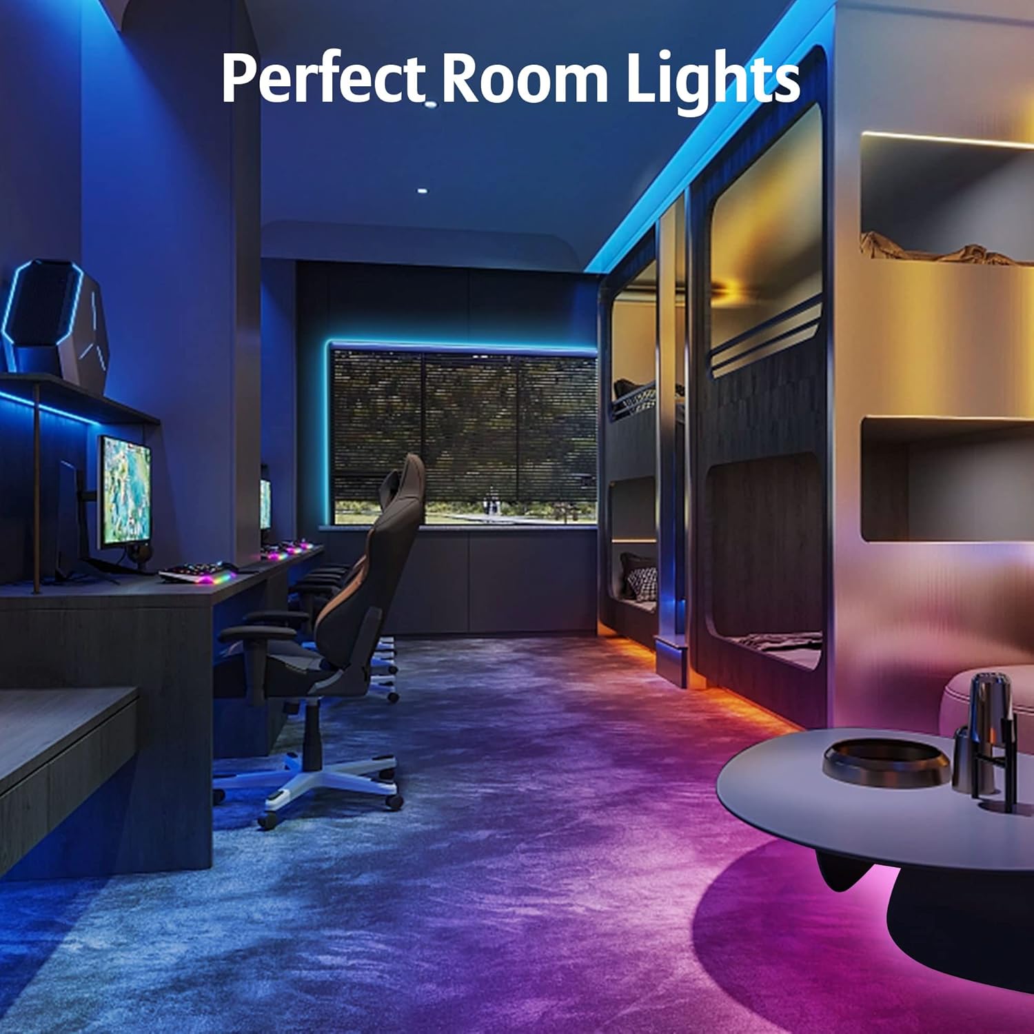 Bande lumineuse LED RGB 5050 de 15 m pour chambre à coucher avec télécommande et application Bluetooth - 2