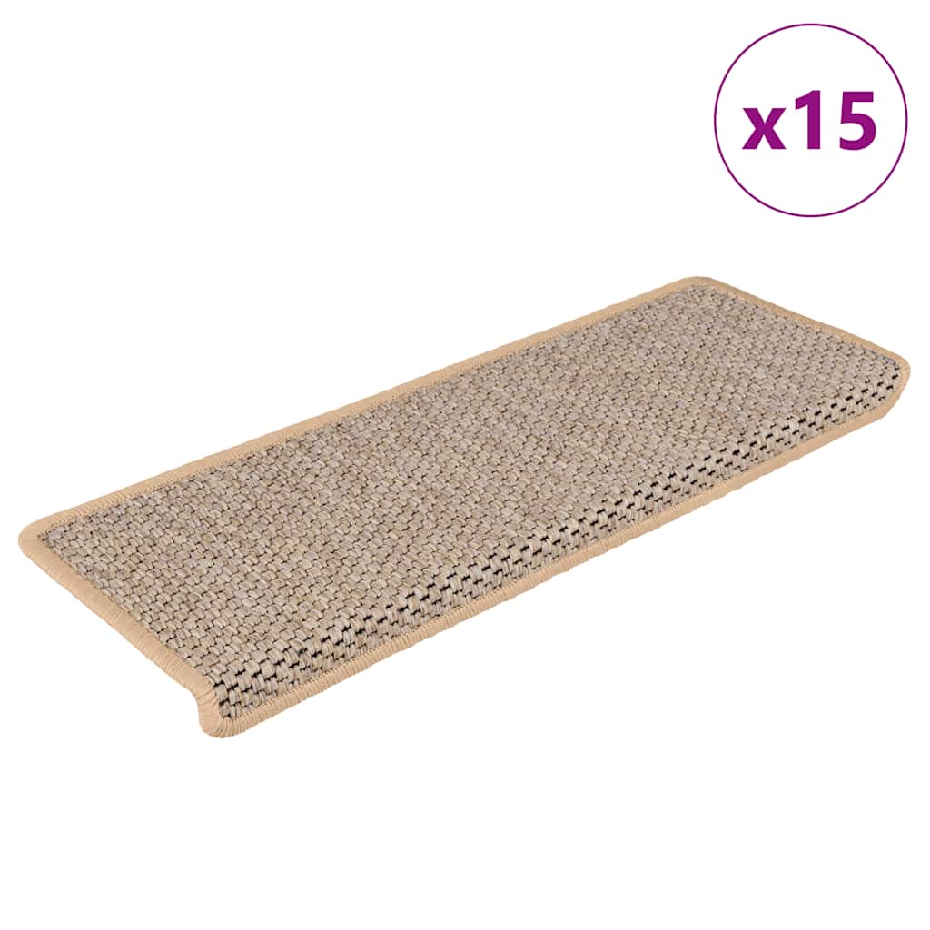 Maison exclusive - alfombrilla autoadhesiva escalera sisal 15 uds beige 65x21x4 cm