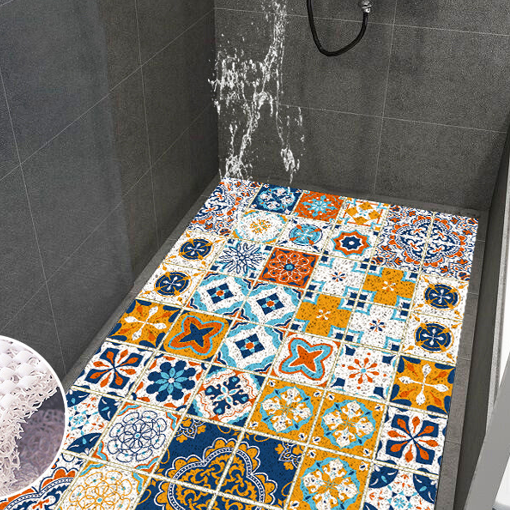 Mata prysznicowa antypoślizgowa 60 x 40 cm - Mata prysznicowa antypoślizgowa - Kwadratowa - Wygodna luffa - Z otworami drenażowymi