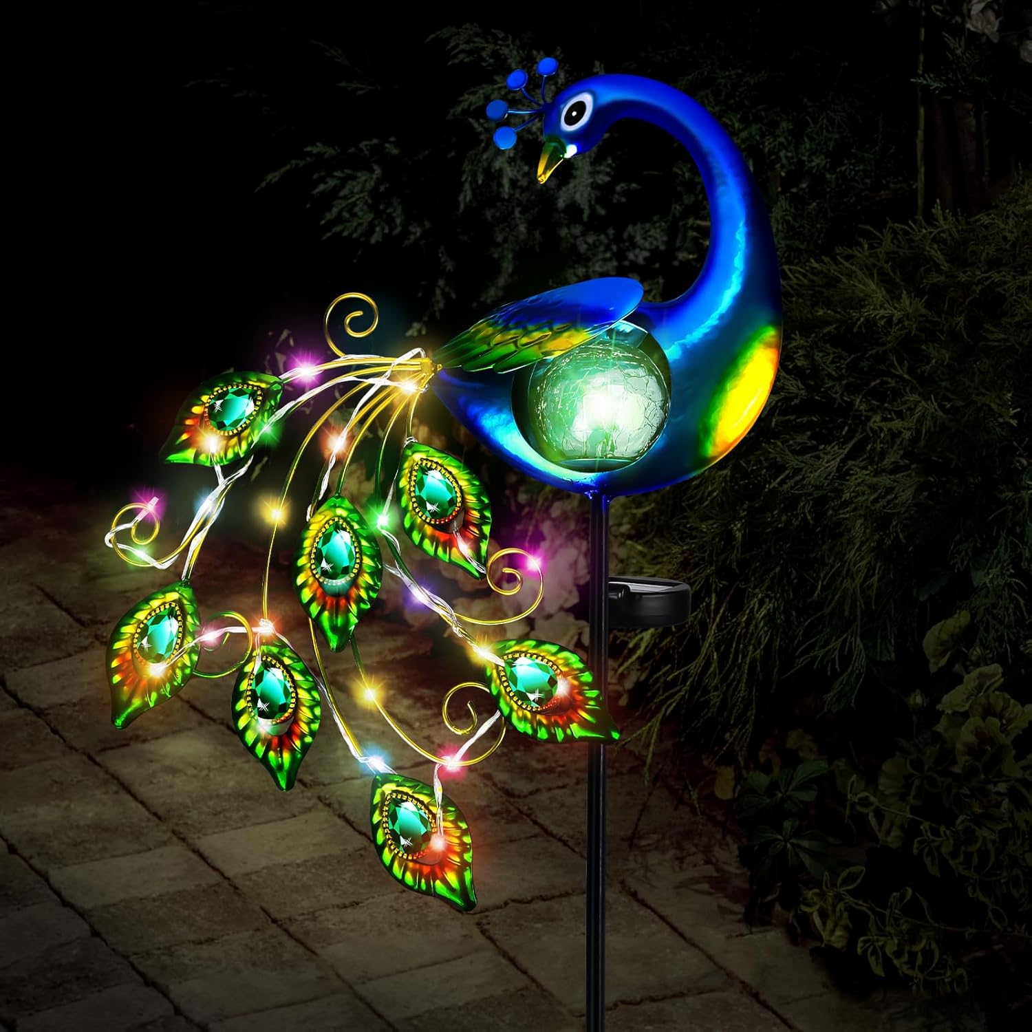 Solarna Lampa Ogrodowa Wodoodporne Oświetlenie Ścieżek Krajobrazowych Pawie Słupki Oświetleniowe Dekoracyjna Lampka Nocna Ogrodowa na Trawnik Patio