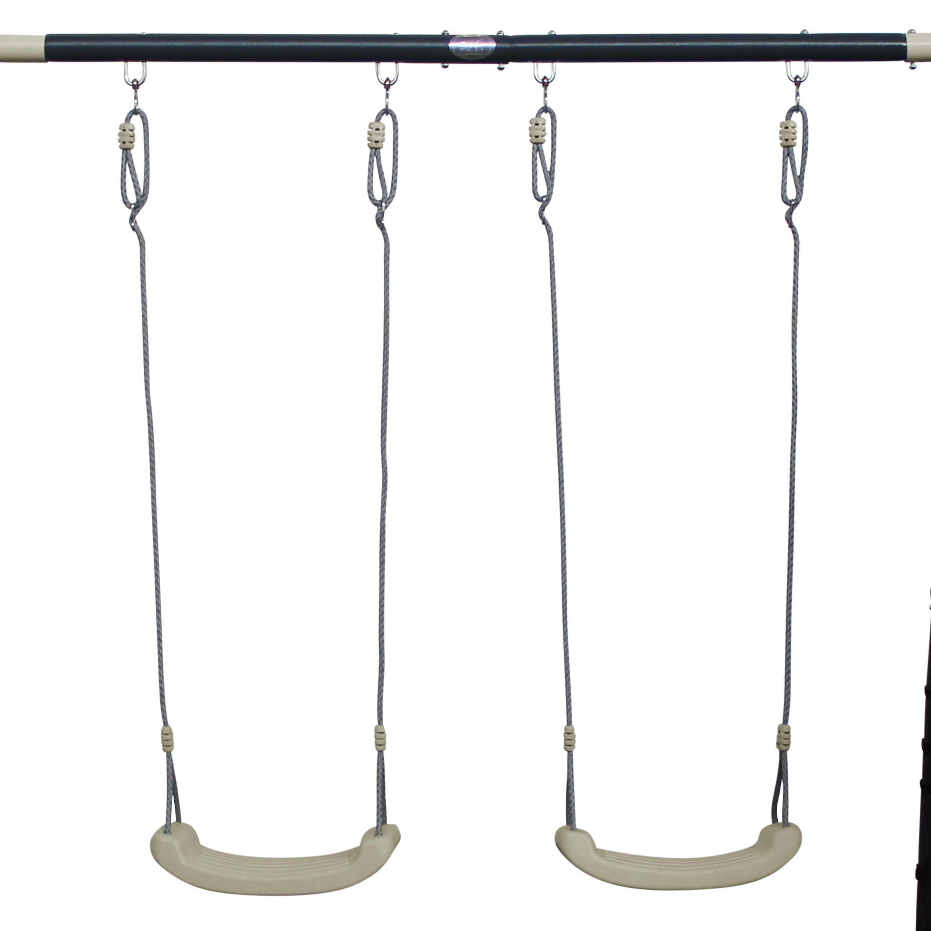 AXI Set de Balançoire en métal en anthracite & crème | Balançoire 2 agrès / places & filet à grimper | Portique avec Balançoire de jardin / extérieur - 2