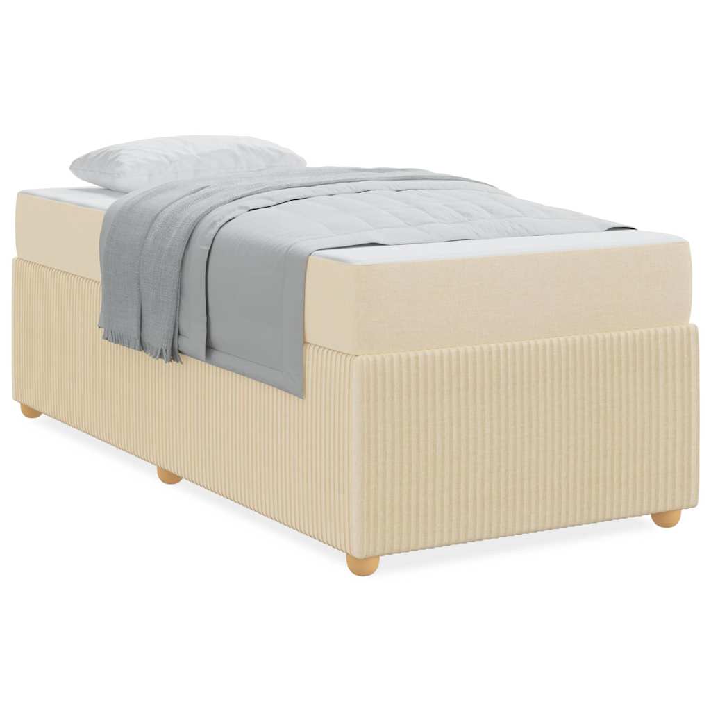 Cadre de lit avec matelas avec matelas Crème 100 x 200 cm tissu - 4