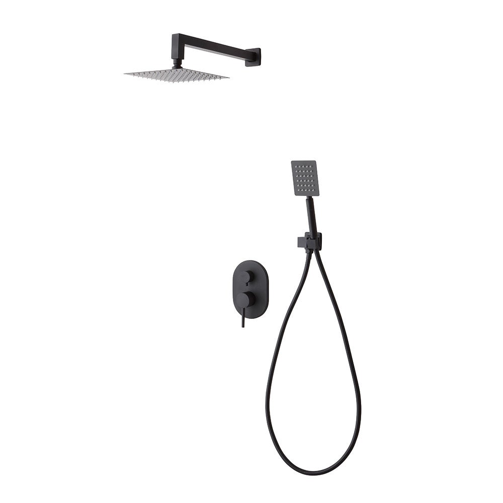 Set de ducha completo: rociador, soporte de pared, grupo de ducha negro mate