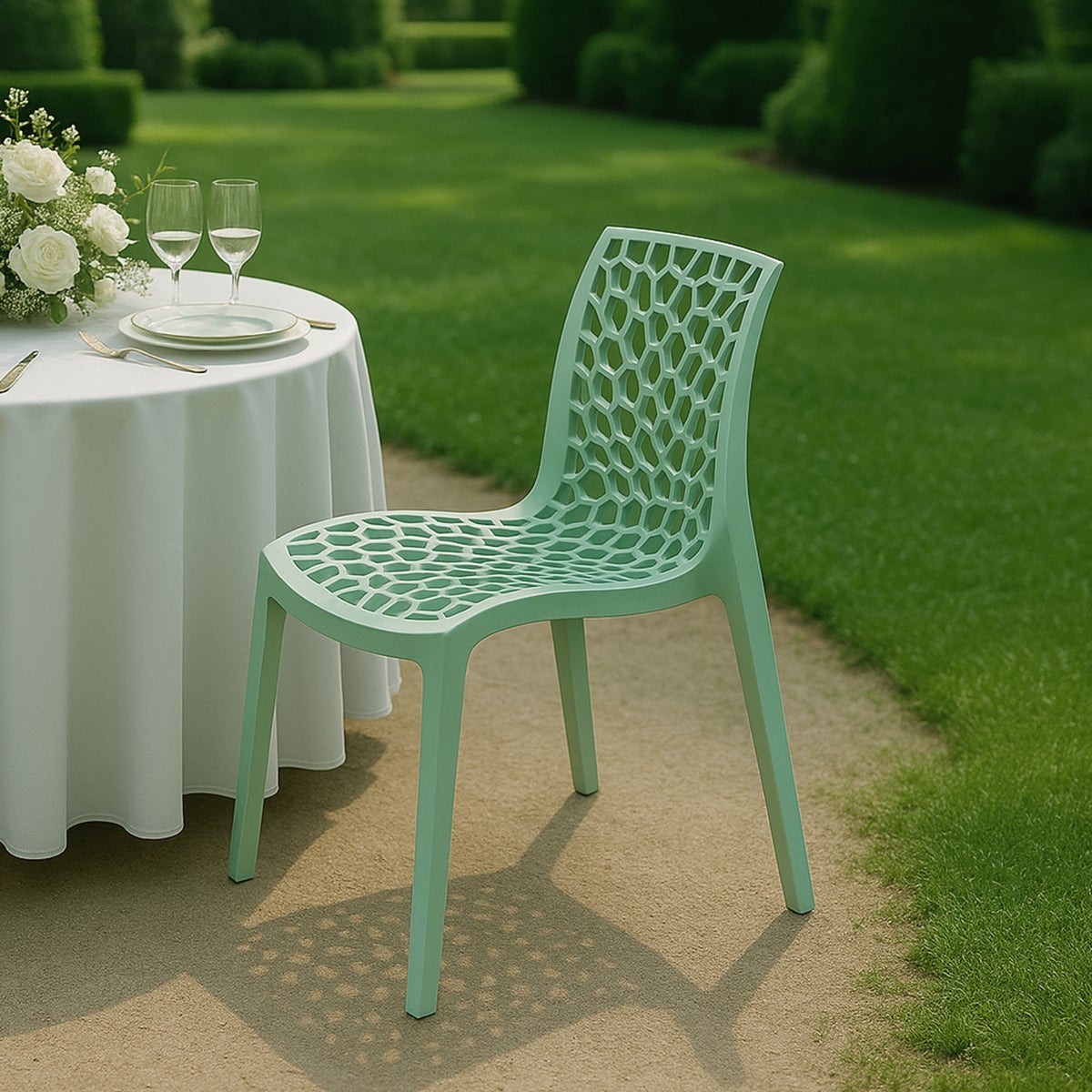 Chaise de jardin avec coussin Gruvyer en Polypropylène Vert - 2