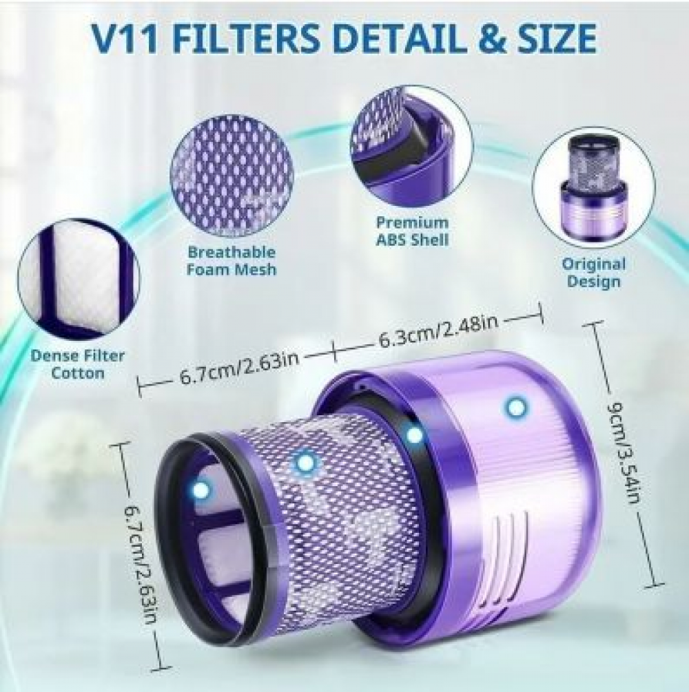 Filtry do odkurzacza bezprzewodowego Dyson V11 Absolute Extra Pro V15 Detect SV14 SV17 SV22, wymienny filtr Hepa, zmywalny - 2
