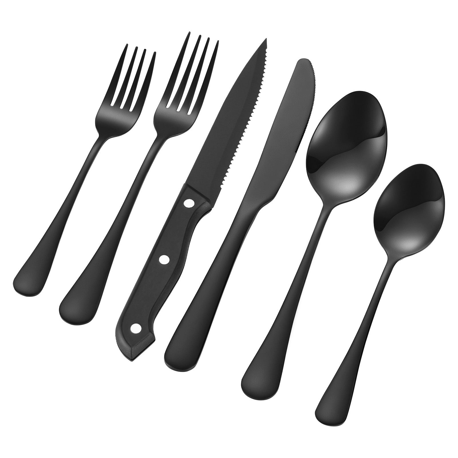 Juego de cubiertos 48 piezas,SucceBuy acero inoxidable de calidad alimentaria,apto para lavavajillas,con cuchillos para bistec,tenedores,cucharas - 3