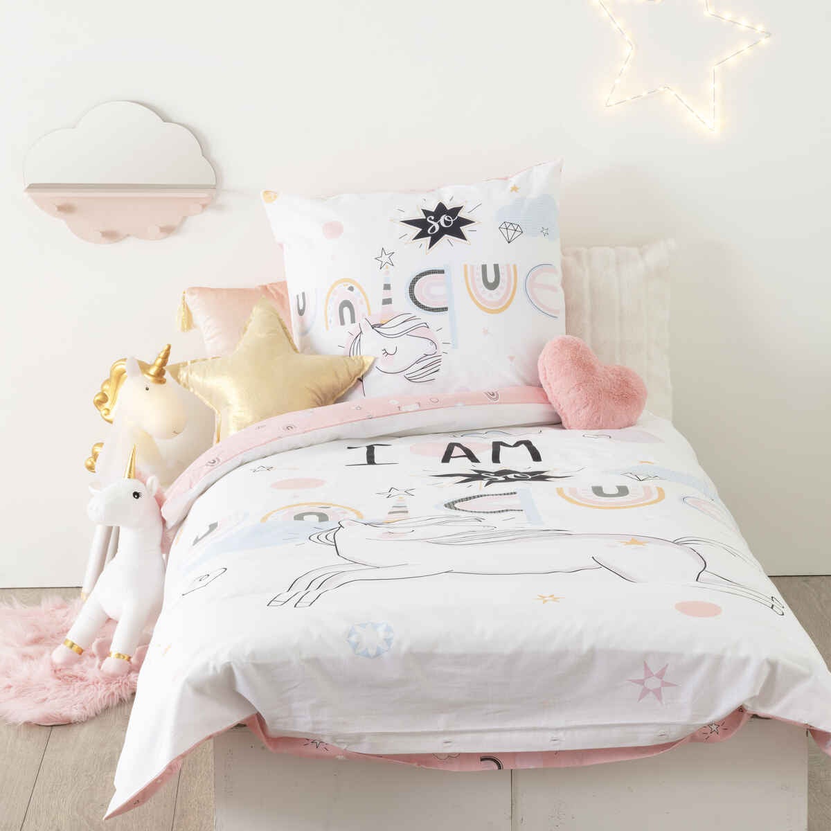 Juego de cama infantil «licorne» - algodón 140 x 200 cm - atmosphera créateur d'intérieur
